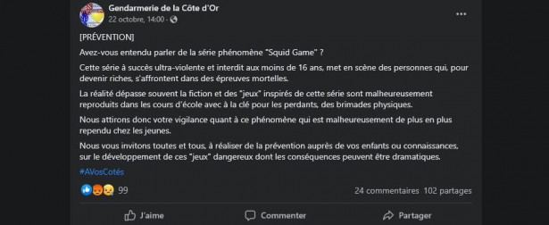 La gendarmerie de Côte-d'Or appelle à la vigilance concernant ces "jeux" dangereux.
